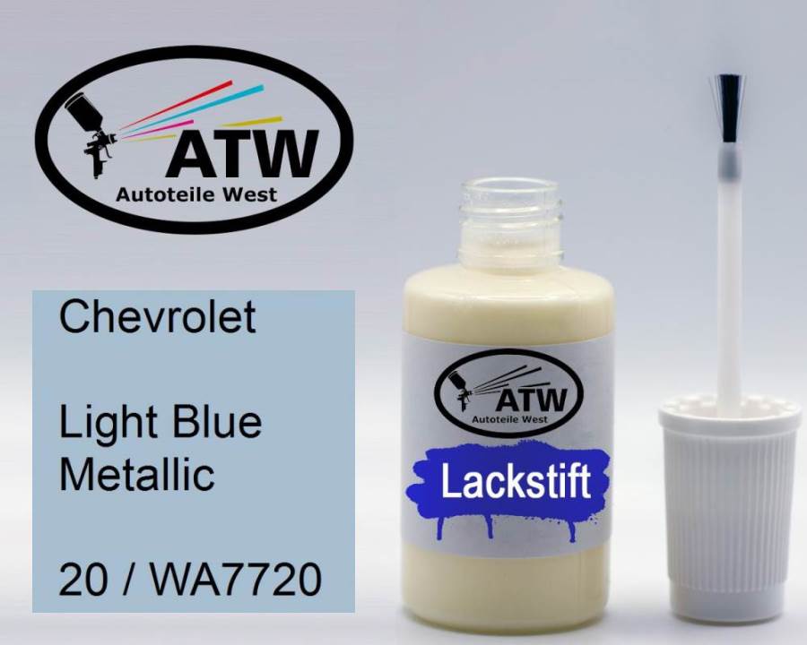 Chevrolet, Light Blue Metallic, 20 / WA7720: 20ml Lackstift, von ATW Autoteile West.